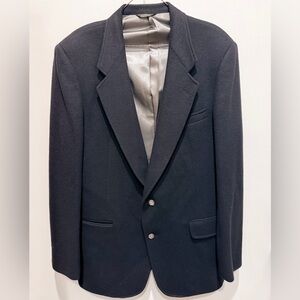 Vintage Men’s Wool Blazer Jacket Overcoat Black 80s ACTWU Union Made Size 44 L